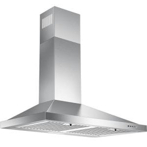 Zomagas 24 Inch Range Hood, Wall Mount Vent Hood in Stainless Steel with Ducted/Ductless Convertible Duct, 3 Speed Exhaust Fan, Energy Saving LED Light, Push Button Control, 2 Pcs Baffle Filters