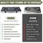 2 Burner Propane Gas Cooktop, Portable Tempered Glass Double Burner Stove with Auto Ignition, 19,000 BTU, CSA Certified Regulator & Hose, Outdoor Camping RV BBQ Kitchen LPG Gas Stove