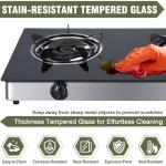 2 Burner Propane Gas Cooktop, Portable Tempered Glass Double Burner Stove with Auto Ignition, 19,000 BTU, CSA Certified Regulator & Hose, Outdoor Camping RV BBQ Kitchen LPG Gas Stove