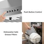 Zomagas 24 Inch Range Hood, Wall Mount Vent Hood in Stainless Steel with Ducted/Ductless Convertible Duct, 3 Speed Exhaust Fan, Energy Saving LED Light, Push Button Control, 2 Pcs Baffle Filters