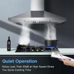 Zomagas 24 Inch Range Hood, Wall Mount Vent Hood in Stainless Steel with Ducted/Ductless Convertible Duct, 3 Speed Exhaust Fan, Energy Saving LED Light, Push Button Control, 2 Pcs Baffle Filters