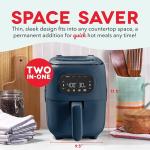 Dash Flip & Fry™ Digital 2-in-1 Grill + Air Fryer with 4 functions, 3 Qt Capacity, Air fryer & Indoor Grill for fries, wings, burgers and more - Navy