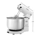 OVENTE Electric Stand Mixer with 3.5 Quarts Stainless Steel Mixing Bowl, 5 Speed Portable and Lightweight 250W Kitchen Mixer for Everyday Use, Includes 2 Egg Beater Whisk and Dough Hook, White SM680W