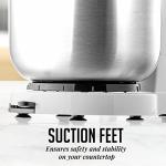 OVENTE Electric Stand Mixer with 3.5 Quarts Stainless Steel Mixing Bowl, 5 Speed Portable and Lightweight 250W Kitchen Mixer for Everyday Use, Includes 2 Egg Beater Whisk and Dough Hook, White SM680W