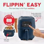 Dash Flip & Fry™ Digital 2-in-1 Grill + Air Fryer with 4 functions, 3 Qt Capacity, Air fryer & Indoor Grill for fries, wings, burgers and more - Navy