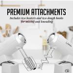 OVENTE Electric Stand Mixer with 3.5 Quarts Stainless Steel Mixing Bowl, 5 Speed Portable and Lightweight 250W Kitchen Mixer for Everyday Use, Includes 2 Egg Beater Whisk and Dough Hook, White SM680W