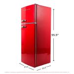 Frigidaire Retro Top Mount Upright Fridge-Freezer Combo, Apartment Size Fridge with Freezer 7.5 cu. ft. capacity - 23.2" D x 21.5" W x 55.5" H (Red)