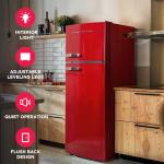 Frigidaire Retro Top Mount Upright Fridge-Freezer Combo, Apartment Size Fridge with Freezer 7.5 cu. ft. capacity - 23.2" D x 21.5" W x 55.5" H (Red)