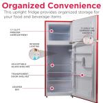 Frigidaire Retro Top Mount Upright Fridge-Freezer Combo, Apartment Size Fridge with Freezer 7.5 cu. ft. capacity - 23.2" D x 21.5" W x 55.5" H (Red)