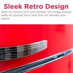 Frigidaire Retro Top Mount Upright Fridge-Freezer Combo, Apartment Size Fridge with Freezer 7.5 cu. ft. capacity - 23.2" D x 21.5" W x 55.5" H (Red)