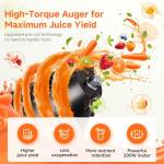 Cold Press Juicer with 5.4" Wide Feed Chute - Slow Masticating Juicer Extractor for Whole Fruits & Vegetables - Quiet Motor, Easy to Clean with Brush - High Juice Yield - Black