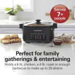 Hamilton Beach 6 Quart 9-in-1 Programmable Slow Cooker with Sear, Browning, Rice, Steam, Sauté, Roast Delay Start & Keep Warm Functions, Nonstick PFAS-Free Dishwasher Safe Crock, Black (33604)