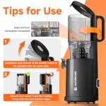 Cold Press Juicer with 5.4" Wide Feed Chute - Slow Masticating Juicer Extractor for Whole Fruits & Vegetables - Quiet Motor, Easy to Clean with Brush - High Juice Yield - Black