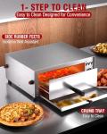 PYY Pizza Oven Electric - 12 Inch Tabletop Pizza Oven Indoor Stainless Steel Professional Pizza Cooker Baker Countertop with Timer & Crumb Tray for Home Restaurant 1100W,Silver
