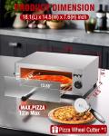 PYY Pizza Oven Electric - 12 Inch Tabletop Pizza Oven Indoor Stainless Steel Professional Pizza Cooker Baker Countertop with Timer & Crumb Tray for Home Restaurant 1100W,Silver