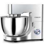 COOKLEE Stand Mixer, 9.5 Qt. 660W 10-Speed Electric Kitchen Mixer with Dishwasher-Safe Dough Hooks, Flat Beaters, Wire Whip & Pouring Shield Attachments for Most Home Cooks, Silver