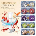 EASYSPEED Electric Garlic Chopper 1Cup, Mini USB Charging Wireless Food Processor with 304 Stainless Steel, 2 Sharp Blades, Portable Kitchen Meat Grinder for Onion, Garlic, Ginger, Chili