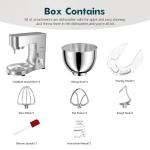 COOKLEE Stand Mixer, 9.5 Qt. 660W 10-Speed Electric Kitchen Mixer with Dishwasher-Safe Dough Hooks, Flat Beaters, Wire Whip & Pouring Shield Attachments for Most Home Cooks, Silver