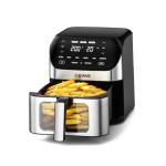 Air Fryer 6.2 QT Large Capacity Oilless Hot Air Fryers Oven 1500W Healthy Cooker with 10 Presets, Digital LCD Touch Screen, Visual Cooking Window, Non-Stick Basket, Included Recipe (Silver-L)