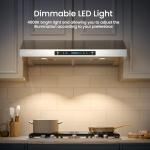 HisoHu 30 Inch Under Ducted Cabinet Range Hood with 1200 CFM, 4 Speed Gesture Sensing Kitchen Exhaust Hood & Touch Control Panel, Stainless Steel Stove Vent Hood with 2 LED Lights