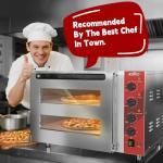 CROSSON Commercial Double Deck 18 Inch Countertop Electric Pizza Oven with 15mm Thick Pizza Stone, Indoor Pizza Bakery Oven for Commercial Use Only,240V/4500W