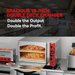 CROSSON Commercial Double Deck 18 Inch Countertop Electric Pizza Oven with 15mm Thick Pizza Stone, Indoor Pizza Bakery Oven for Commercial Use Only,240V/4500W