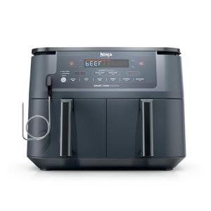 Ninja Air Fryer, Thermometer, Roast, Bake, Air Fry, Crisps, Broil, Reheats, Keep Warm, 10-in-1, Fries, Frozen Food, Veggies, and Meat, Quick Meals, Healthy Meals, Less Oil, 10 QT, Cyberspace, DZ550​GY