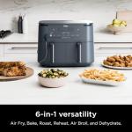 Ninja Air Fryer, Thermometer, Roast, Bake, Air Fry, Crisps, Broil, Reheats, Keep Warm, 10-in-1, Fries, Frozen Food, Veggies, and Meat, Quick Meals, Healthy Meals, Less Oil, 10 QT, Cyberspace, DZ550​GY