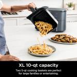 Ninja Air Fryer, Thermometer, Roast, Bake, Air Fry, Crisps, Broil, Reheats, Keep Warm, 10-in-1, Fries, Frozen Food, Veggies, and Meat, Quick Meals, Healthy Meals, Less Oil, 10 QT, Cyberspace, DZ550​GY