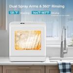 EUHOMY Countertop Dishwasher Portable with 6 Programs, 5L Built-in Water Tank for Apartments, 167℉ High-Temp, No Hookup Needed, Mini Dishwasher with Baby Care, Air Dry/Quick/ECO/Fruit/Normal, White