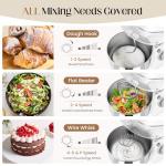 800W Stand Mixer with 5.3QT Bowl, 6-Speed with Pulse Electric Kitchen Mixer, Food Mixer with Dough Hook, Whisk, Beater Tilt-Head & Non-Slip Base for Cookie, Cake, Bread & Baking-White