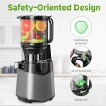 Cold Press Juicer, 5.3" Wide Feed Chute Juice Extractor Machine with 400W, High Juice Yield, Slow Masticating Juicer for Whole Vegetables & Fruits, Deep Grey