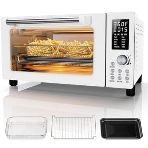 Nuwave Bravo Pro Convection Air Fryer Toaster Oven Combo, 2025 New and Improved, 10-in-1, 50°-450°F Temp Controls, Quick & Even Crisp Technology, 21Qt Capacity, Cream, PFAS Free