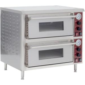 Kratos Double Deck Commercial Pizza Oven, Stainless Steel Electric Pizza Oven with Two Independent Chambers, Cooks 18" Diameter Pizzas, 240V, 3200W (29M-063)