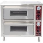 Kratos Double Deck Commercial Pizza Oven, Stainless Steel Electric Pizza Oven with Two Independent Chambers, Cooks 18" Diameter Pizzas, 240V, 3200W (29M-063)
