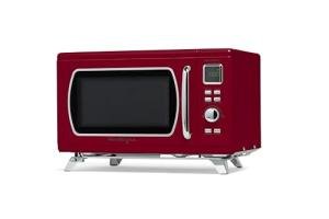 Nostalgia Mid-Century Retro Countertop Microwave Oven - Large 900-Watt - 0.9 cu ft - 8 Pre-Programmed Cooking Settings - Digital Clock - Kitchen Appliances - Red