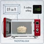 Nostalgia Mid-Century Retro Countertop Microwave Oven - Large 900-Watt - 0.9 cu ft - 8 Pre-Programmed Cooking Settings - Digital Clock - Kitchen Appliances - Red