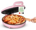 NutriChef Countertop Pizza Maker | 1500W Non-Stick Electric Pizza Cooker | Make 12" Personal Pizzas, Eggs, Toast, Quesadillas & More | Cool-Touch Handles & Space Saving | Temp Range 175-400°F | Pink