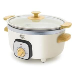 GreenLife 3.5QT Slow Cooker, Non-Toxic PFAS-Free Ceramic Nonstick Removable Interior Bowl, Programmable, Keep Warm, Stovetop & Oven Safe, Dishwasher Safe Parts, Glass Lid, Cream