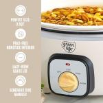 GreenLife 3.5QT Slow Cooker, Non-Toxic PFAS-Free Ceramic Nonstick Removable Interior Bowl, Programmable, Keep Warm, Stovetop & Oven Safe, Dishwasher Safe Parts, Glass Lid, Cream