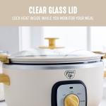 GreenLife 3.5QT Slow Cooker, Non-Toxic PFAS-Free Ceramic Nonstick Removable Interior Bowl, Programmable, Keep Warm, Stovetop & Oven Safe, Dishwasher Safe Parts, Glass Lid, Cream