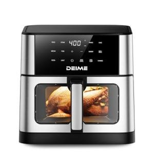 DEIME Air Fryer 10.2 QT Oilless 1700W Large Capacity Oven Air Fryers Healthy Cooker with 10 Preset, Large AirFryer for Families Visual Cooking Window, Non-Stick Basket, Included Recipe