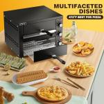 PYY Commercial Pizza Oven -12 Inch Double Decker Pizza Ovens 2-Layers Countertop Pizza Cooker Electric Indoor with Timer Stainless Steel Pizza Maker for Party Restaurant Home, Black