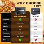 PYY Commercial Pizza Oven -12 Inch Double Decker Pizza Ovens 2-Layers Countertop Pizza Cooker Electric Indoor with Timer Stainless Steel Pizza Maker for Party Restaurant Home, Black