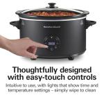 Hamilton Beach 6 Quart Set & Forget Programmable Slow Cooker with Defrost Function, Flexible Programming, Adjustable Countdown Timer, Large Dishwasher Safe Stoneware Crock and Glass Lid, Black (33765)