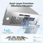 VIKIO HOME Range Hood Insert 30 Inch, 980 CFM Built-in Kitchen Vent Hood, Ducted/Ductless Convertible, Stainless Steel Range Hood with Gesture & Touch Control, Kitchen Hoods for Over Stove