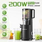 Slow Cold Press Juicer Machine: Electric Masticating Juicer Extractor Easy Clean - Whole Fruit Vegetable Juice Maker - Cold Pressed Slow Blender Juicer with Wide Large Chute Mouth