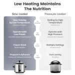 KOOC Small Slow Cooker, 2 Quart, Free Liners Included for Easy Clean-up, Upgraded Ceramic Crock, Adjustable Temp, Nutrient Loss Reduction, Stainless Steel, Silver, Round