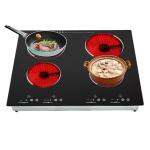 JAYGOVAN 4 Burner Electric Cooktop 110V, 23 Inch Electric Stove Countertop & Built-in, 3000W Ceramic Stove Top with 9 Heating Level, Child Lock, Timer, Hard Wire, No Plug