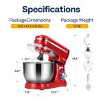 VIVOHOME 4.75 Quart Stand Mixer, 8 Speed Kitchen Electric Food Mixer, Household Stand Mixer for Baking, Cake, Bread with Beater, Dough Hook, Wire Whip and Egg Separator, Red